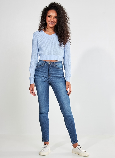 Blusa Cropped Gola V em Tricô - youcom: vem cá conferir suas peças favoritas