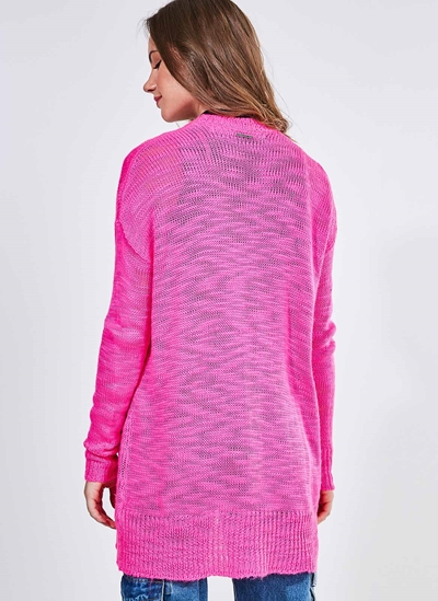 cardigan alongado rosa