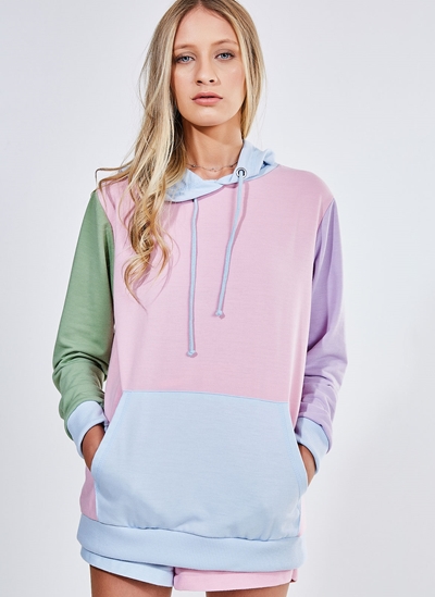 block color moletom com capuzs