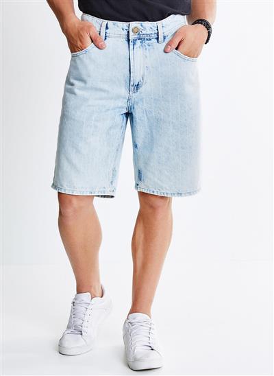 Bermuda em Jeans com Listras Bermuda em Jeans com Listras